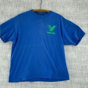 Velocity Blue Tee with Green Logo